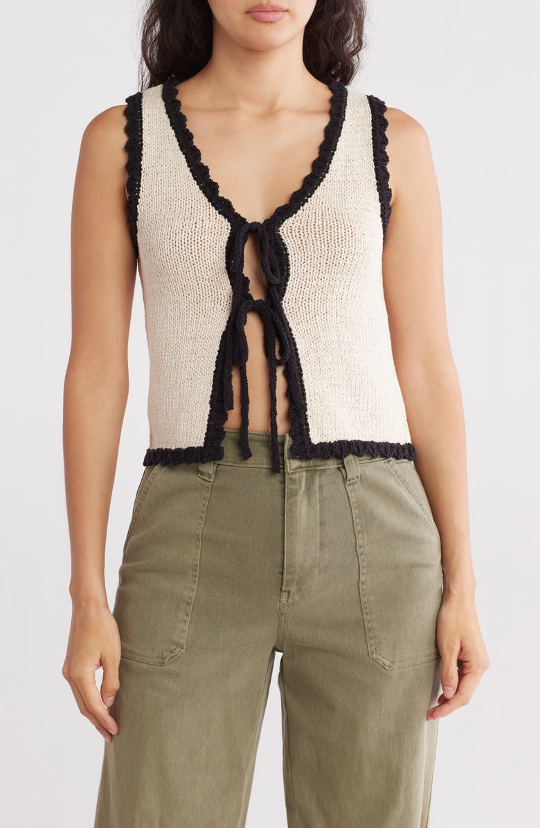 Blu Pepper Tie Front Sleeveless Knit Top, Main, color, 