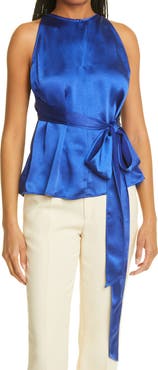 Ted Baker London Sleeveless Tie Waist Satin Top