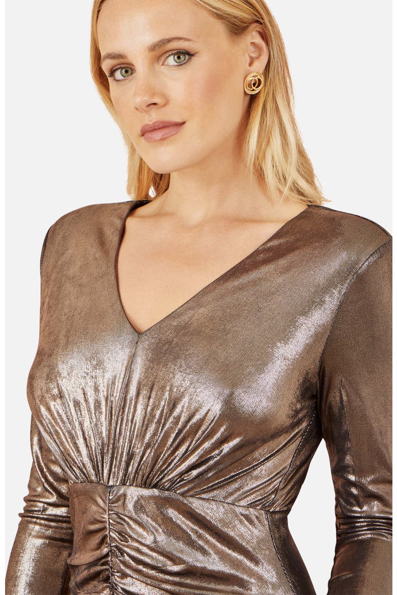 Long Sleeves With Maxi Dress, Alternate, color, Gold