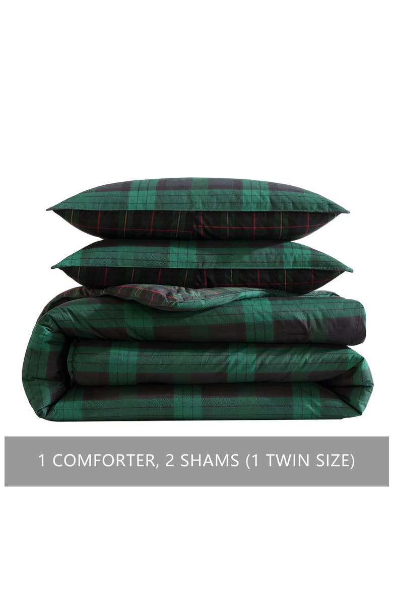 Woodland Tartan Plaid Twin Comforter Set, Main, color, PINE