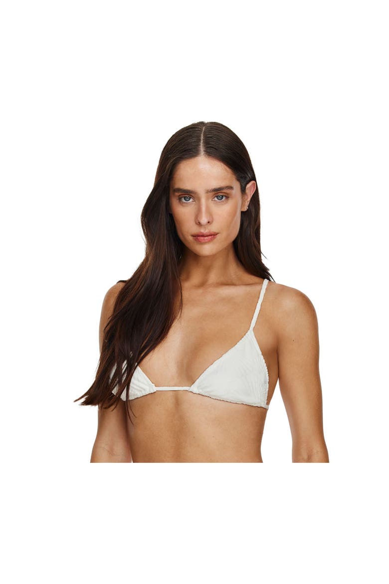 Mermaid Island Textured Triangle Bikini Top, Main, color, White