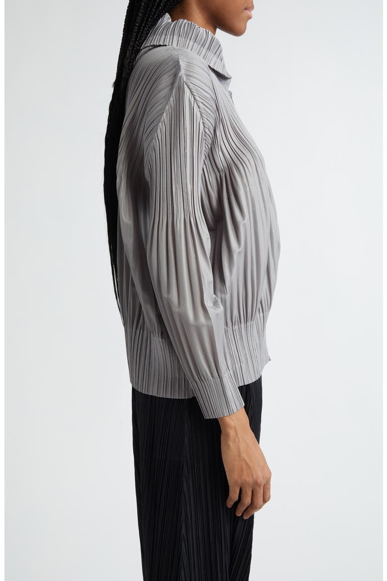 Pleated Zip Front Hoodie, Alternate, color, COOL GRAY