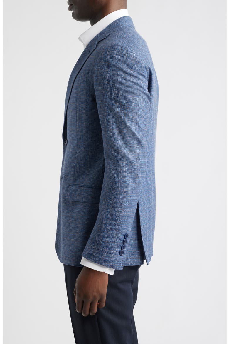 Slub Blue Mélange Wool & Silk Blend Sport Coat, Alternate, color, BLUE