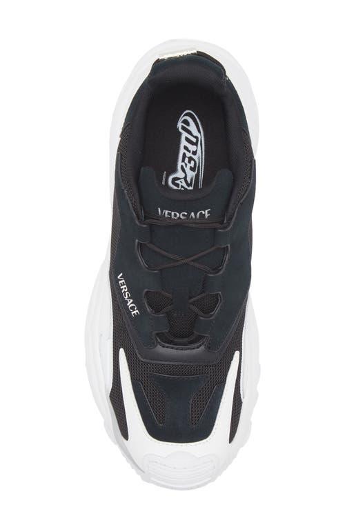 Versace Low Top Sneaker In White Black/palladium