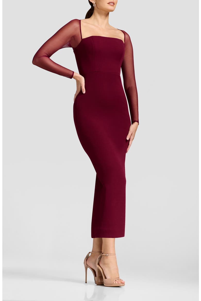 Maxine Long Sleeve Midi Dress, Alternate, color, BURGUNDY