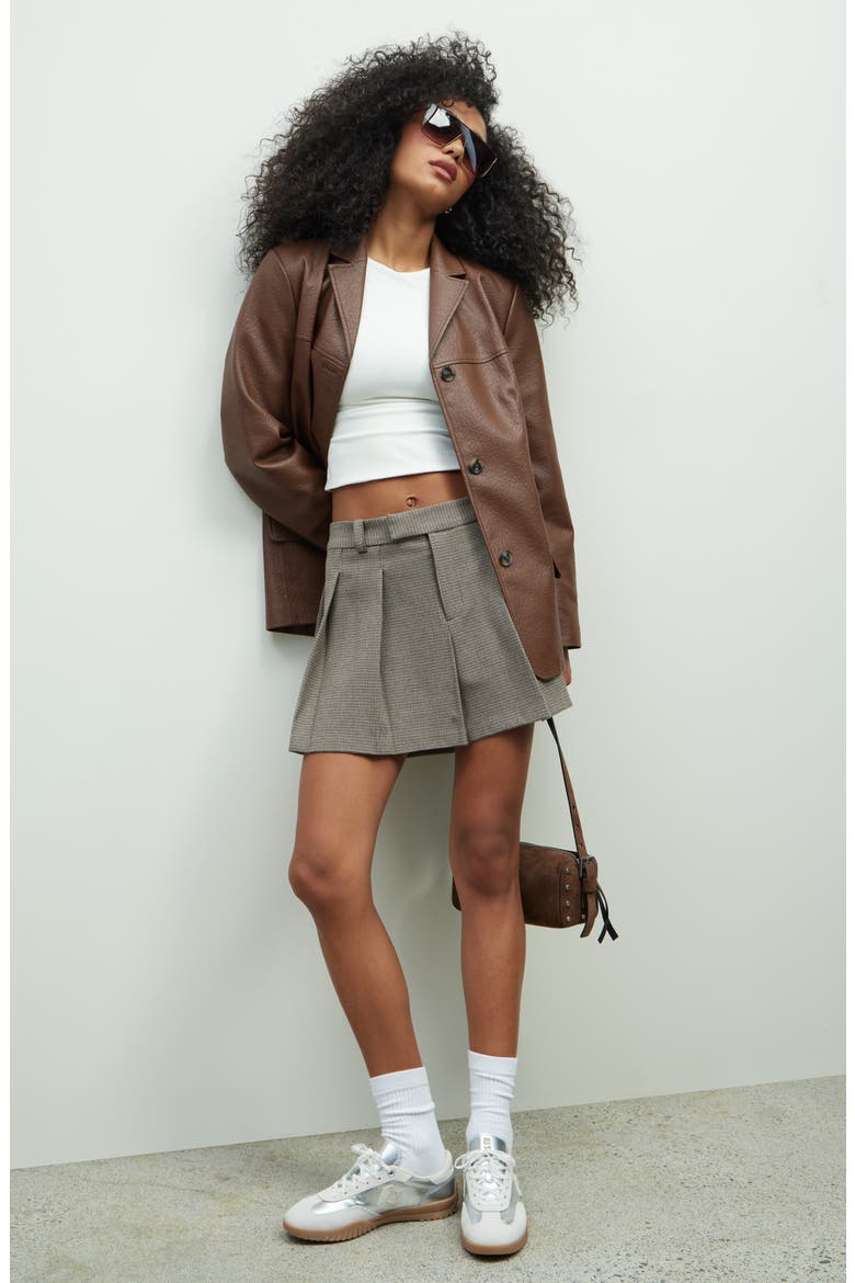 Pleated Miniskirt, Alternate, color, BROWN HOUNDSTOOTH