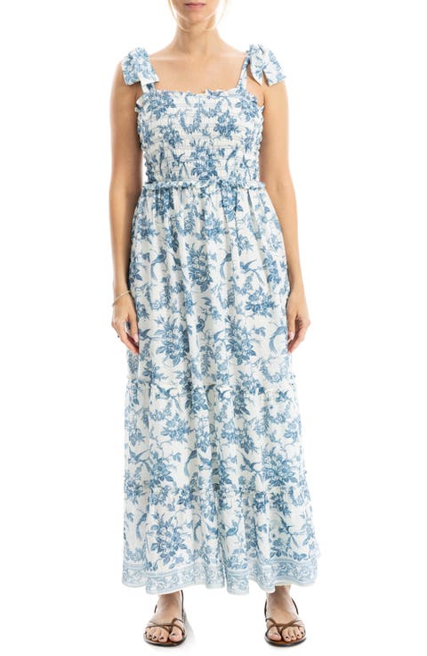 Print Tie Strap Maxi Dress
