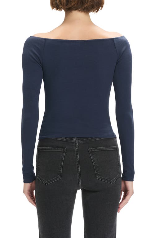 Favorite Daughter The Sydney Off The Shoulder Long Sleeve Top In Blue