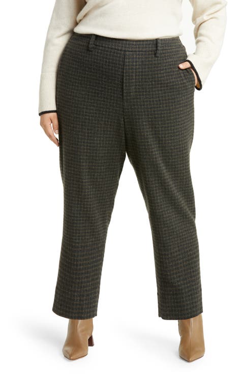 Wool Blend Plaid Crop Pants (Plus Size)