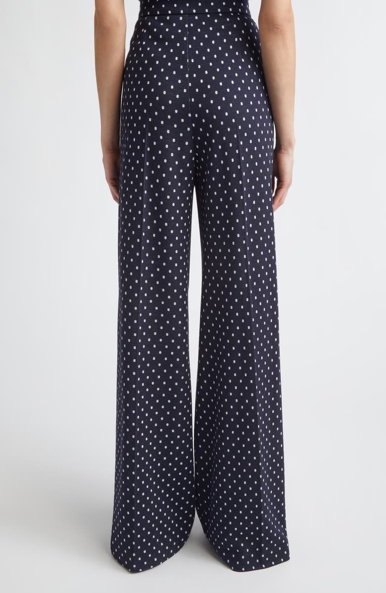 Max Mara Pleated Dot Jacquard Knit Wide Leg Pants, Alternate, color, Ultramarine