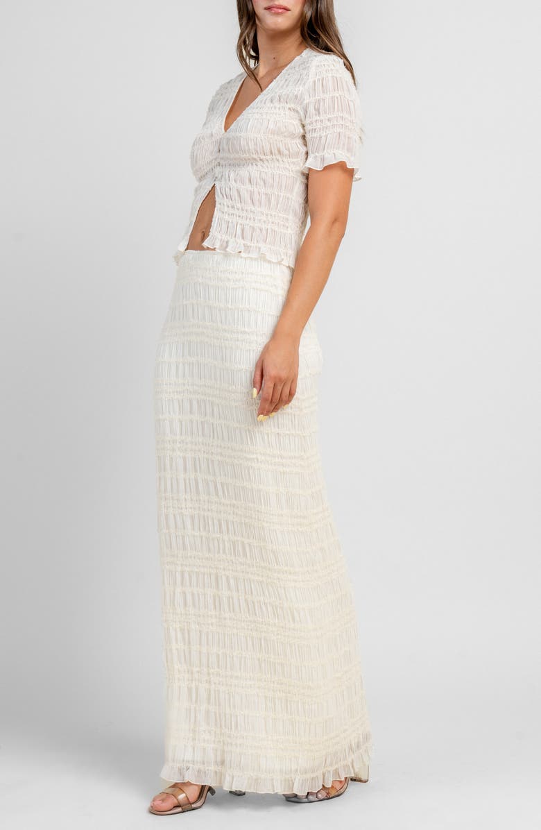 Beivy Ruched Top & Maxi Skirt Set, Alternate, color, Ivory
