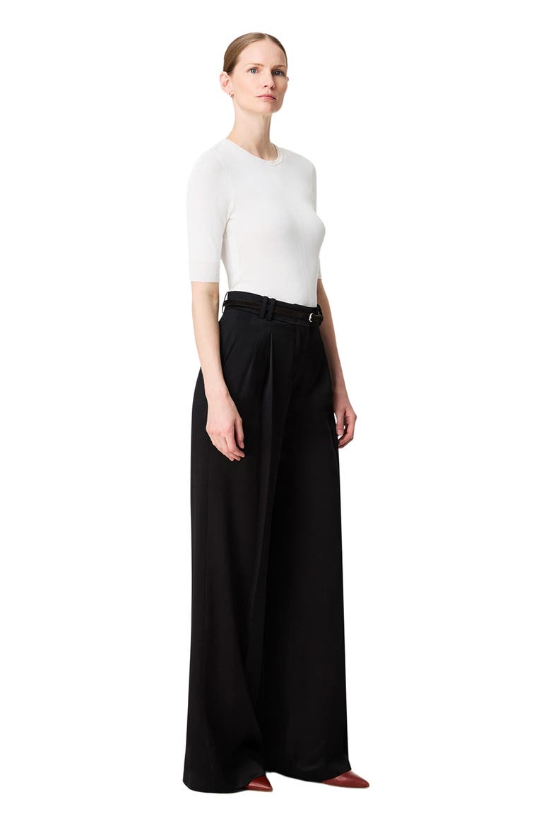 Satin Pleated Trouser, Alternate, color, Black