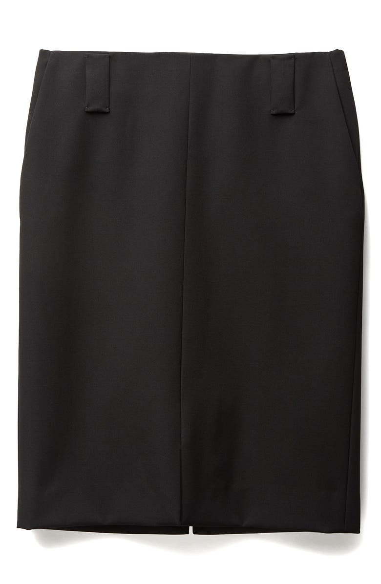 Versace Heavyweight Wool Grain de Poude Pencil Skirt, Alternate, color, Black