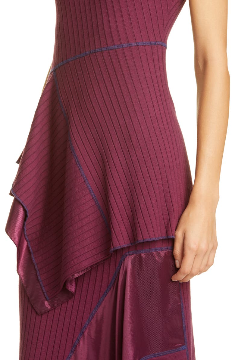 Sies Marjan Asymmetrical Peplum Rib Midi Dress, Alternate, color, 
