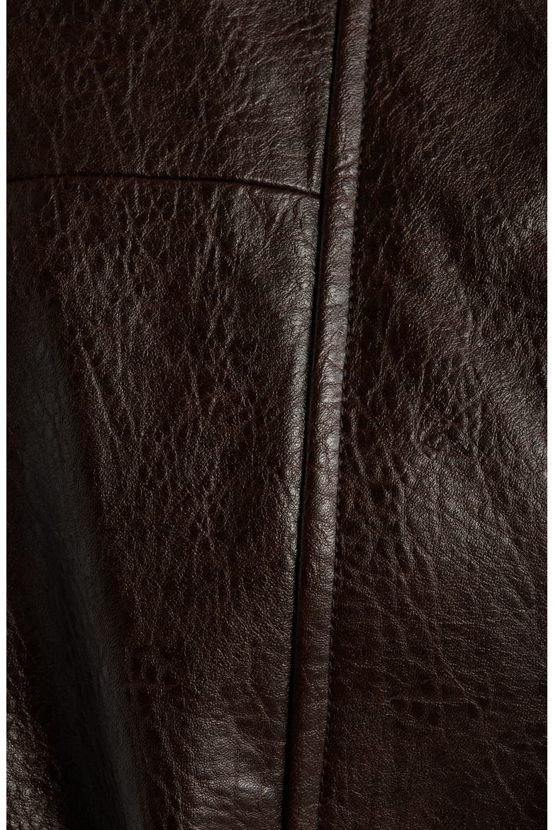 Faux Leather Anorak, Alternate, color, DARK BROWN