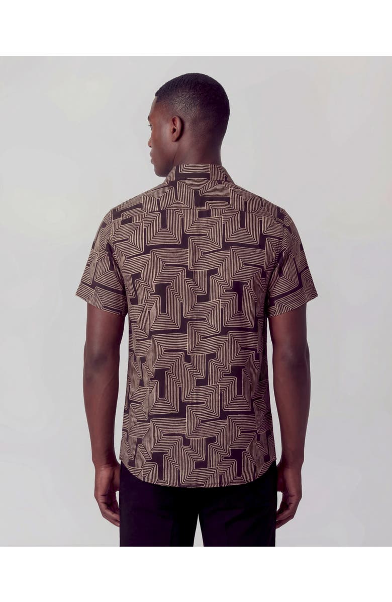 Lords of Harlech Inter Twine Mens Linen Button-up Shirt, Alternate, color, Inter Twine Black