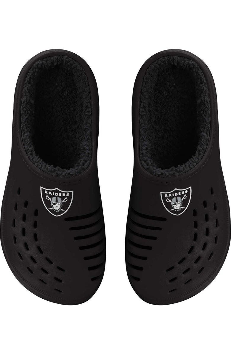 FOCO Men's FOCO Las Vegas Raiders Big Logo Sherpa-Lined Clog Slippers, Main, color,
