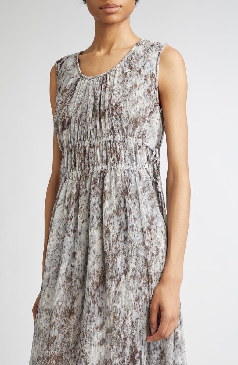 Lafayette 148 New York Speckled Glaze Print Sleeveless Georgette Maxi Dress, Alternate, color, Brown/ Pearl Multi