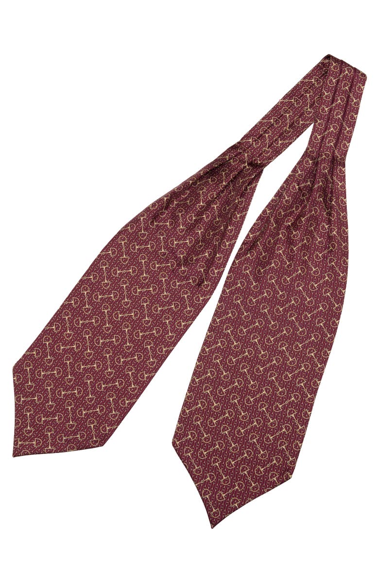 Elizabetta Derby - Silk Ascot Cravat Tie for Men, Alternate, color, Burgundy