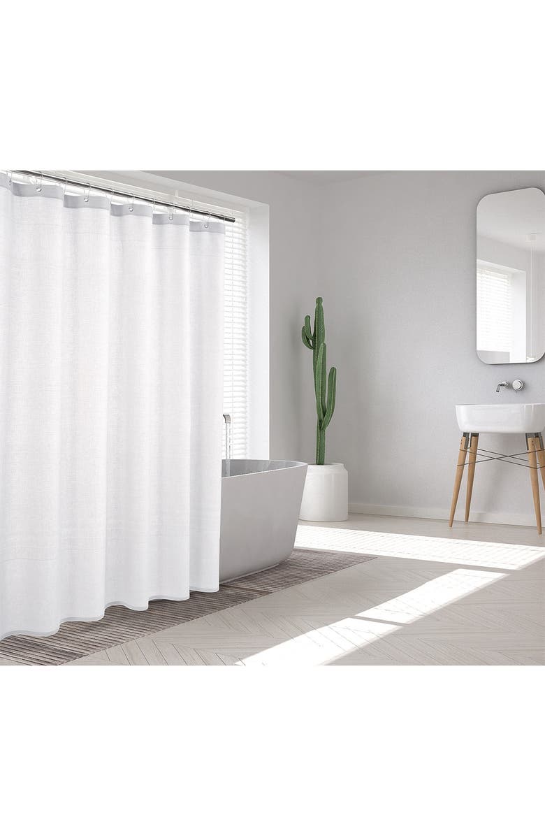 ENCHANTE HOME Ria Turkish Cotton Shower Curtain - White, Alternate, color,