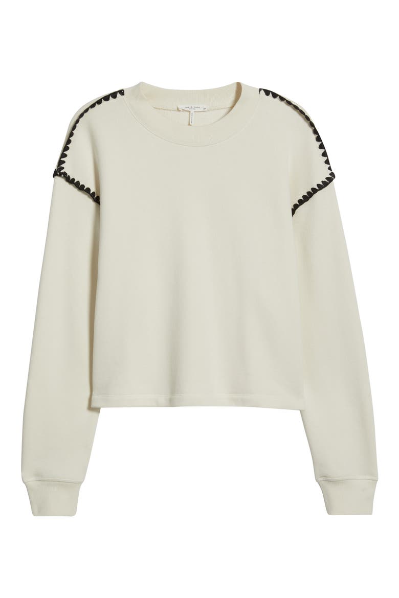 Blanket Stitch Terry Sweatshirt, Alternate, color, CHALK
