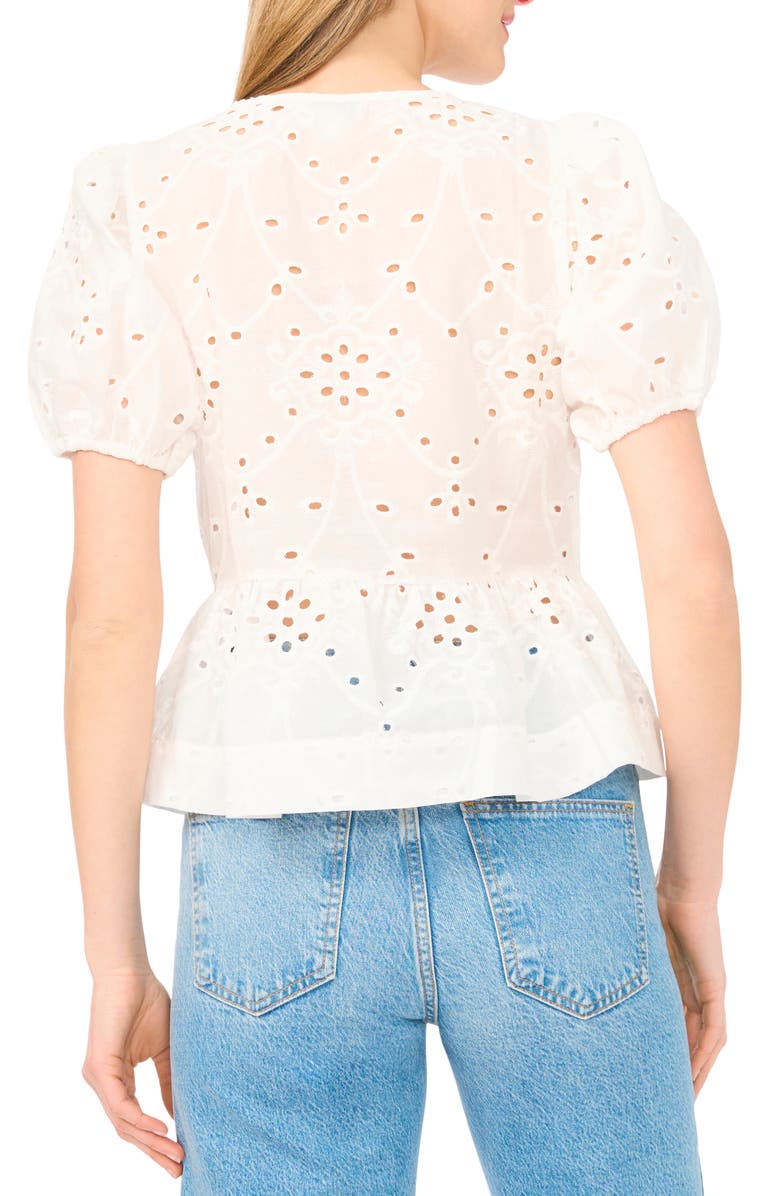 CeCe The Alina Peplum Top, Alternate, color, Lucent White