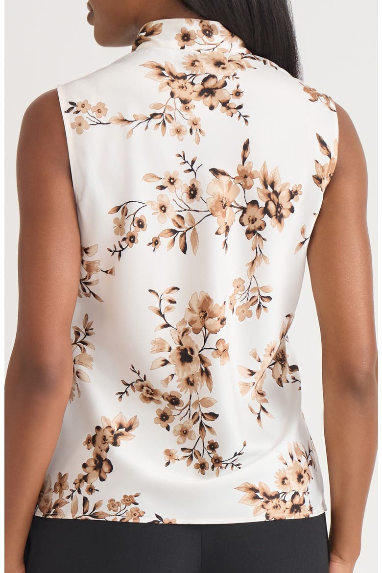 Floral Tie Neck Sleeveless Top, Alternate, color, VANILLA ICE MULTI