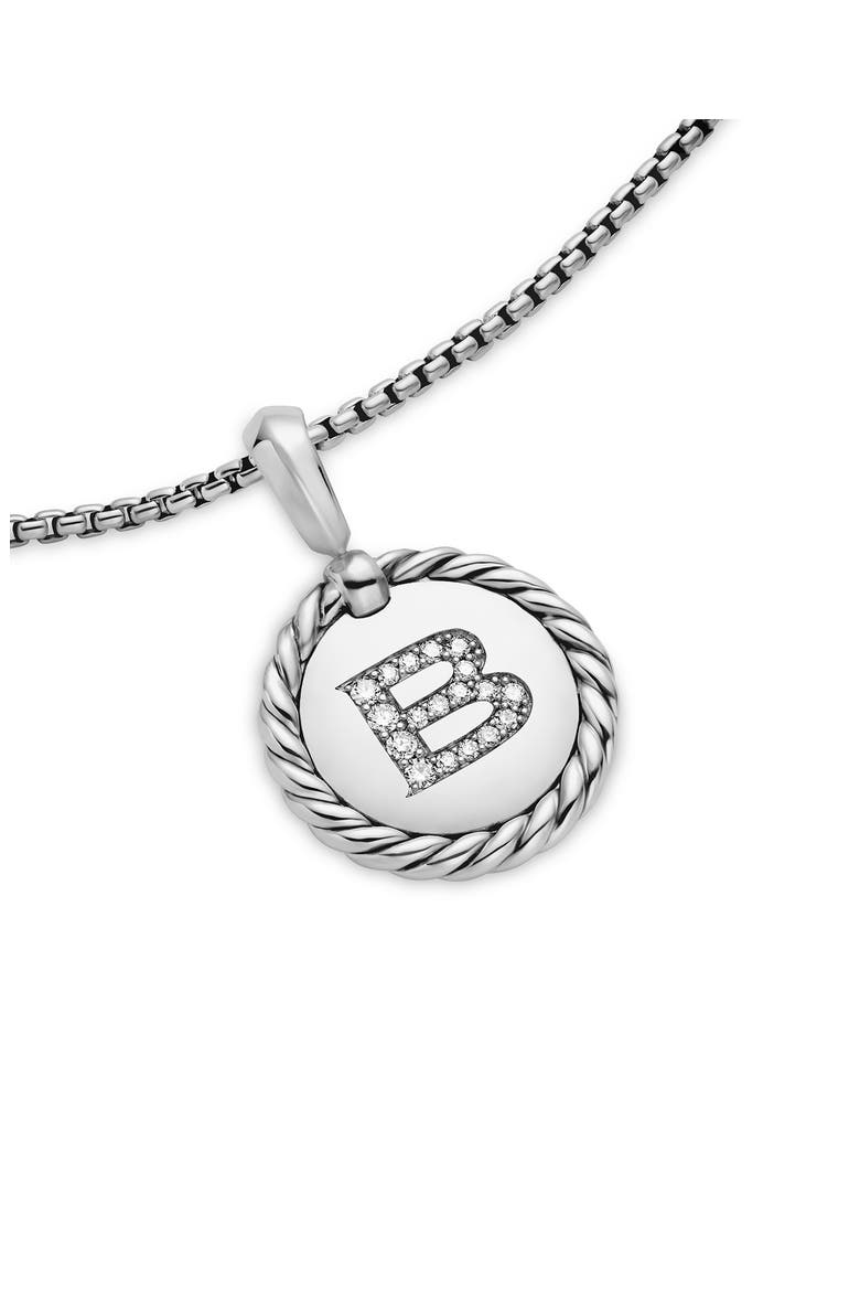Initial Charm Necklace with Diamonds, Alternate, color, SILVER/ DIAMOND-B
