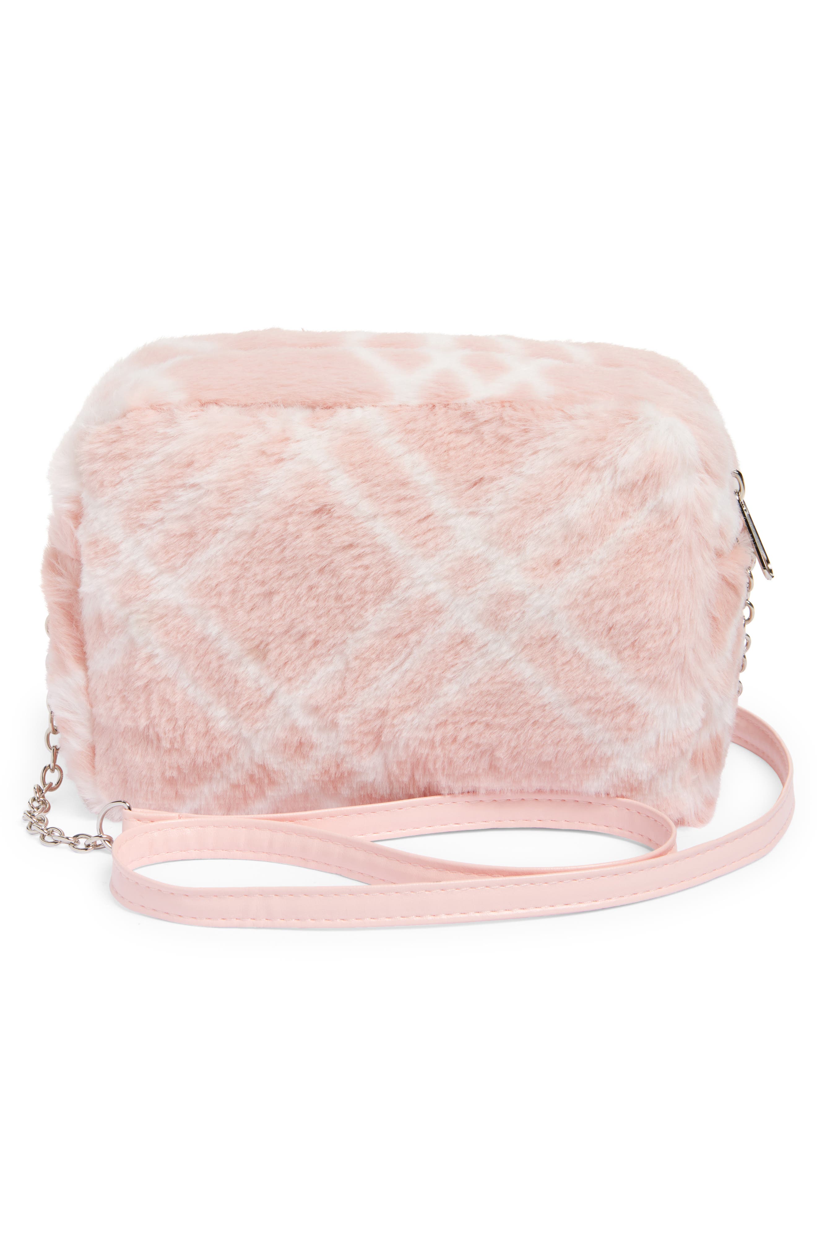 Capelli New York Kids' Plaid Faux Fur Crossbody Bag, Alternate, color, Blush