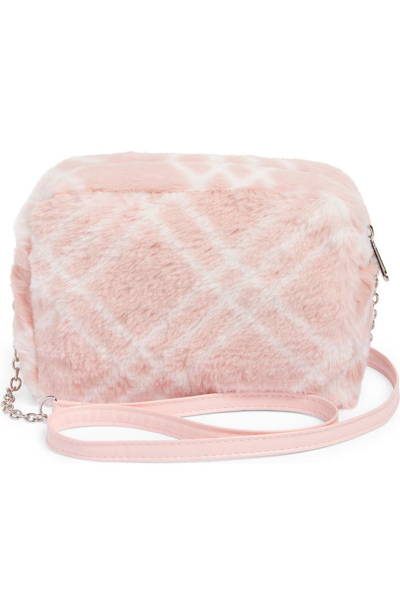 Capelli New York Kids' Plaid Faux Fur Crossbody Bag, Alternate, color, Blush