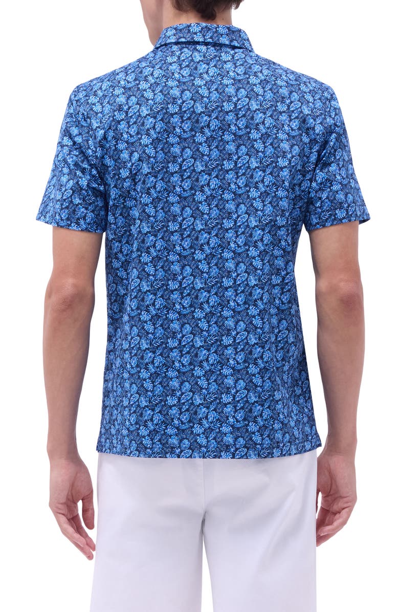 Bugatchi Vincent OoohCotton<sup>®</sup> Leaf Print Polo, Alternate, color, Night Blue