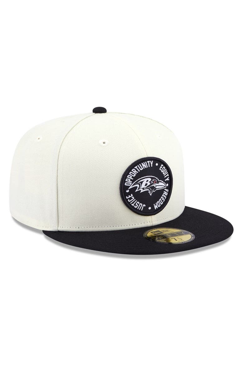 Men's New Era Cream/Black Baltimore Ravens 2022 Inspire Change  59FIFTY Fitted Hat, Alternate, color, Cream