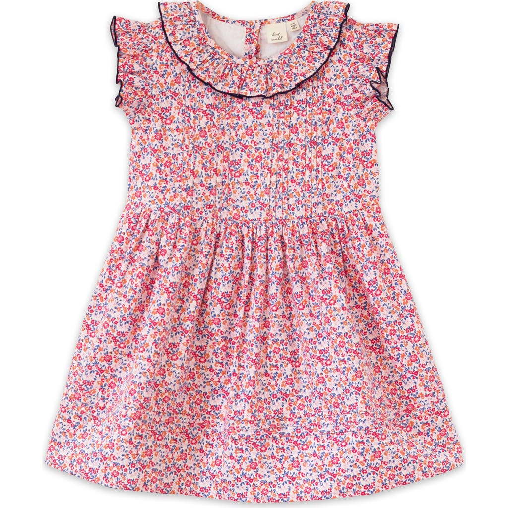 Beet World Girls Ana Dress With Ruffles In Red And Blue