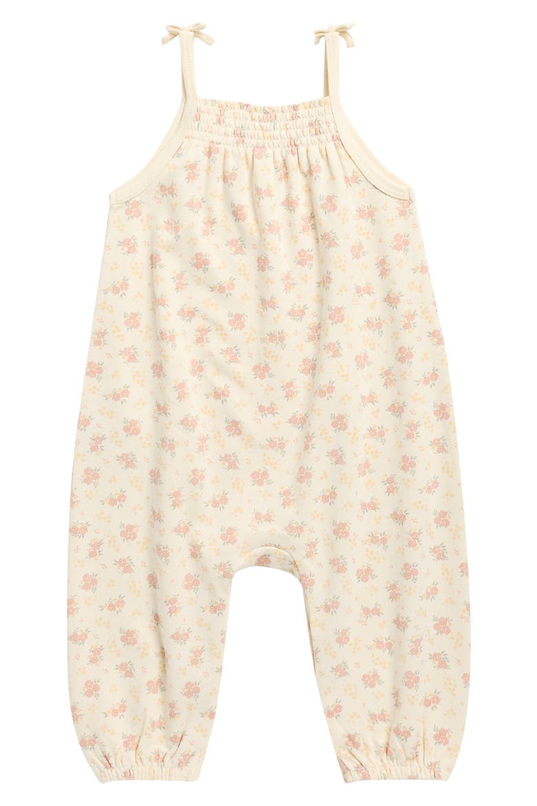 Smocked Yoke Organic Cotton Romper, Main, color, IVORY
