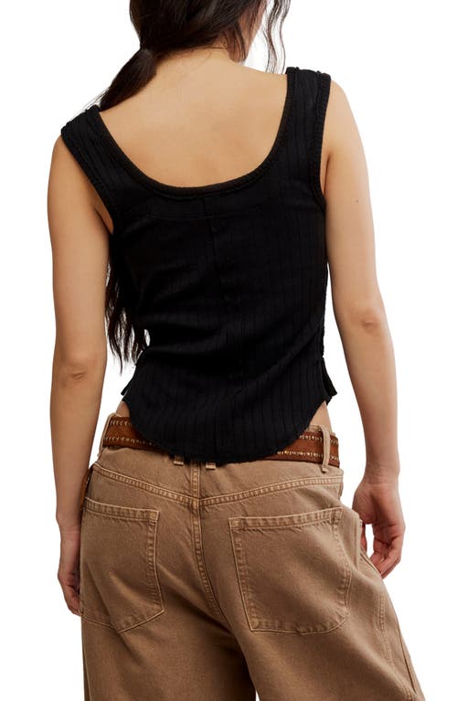 Free People Bryson Henley Tank Top In Black