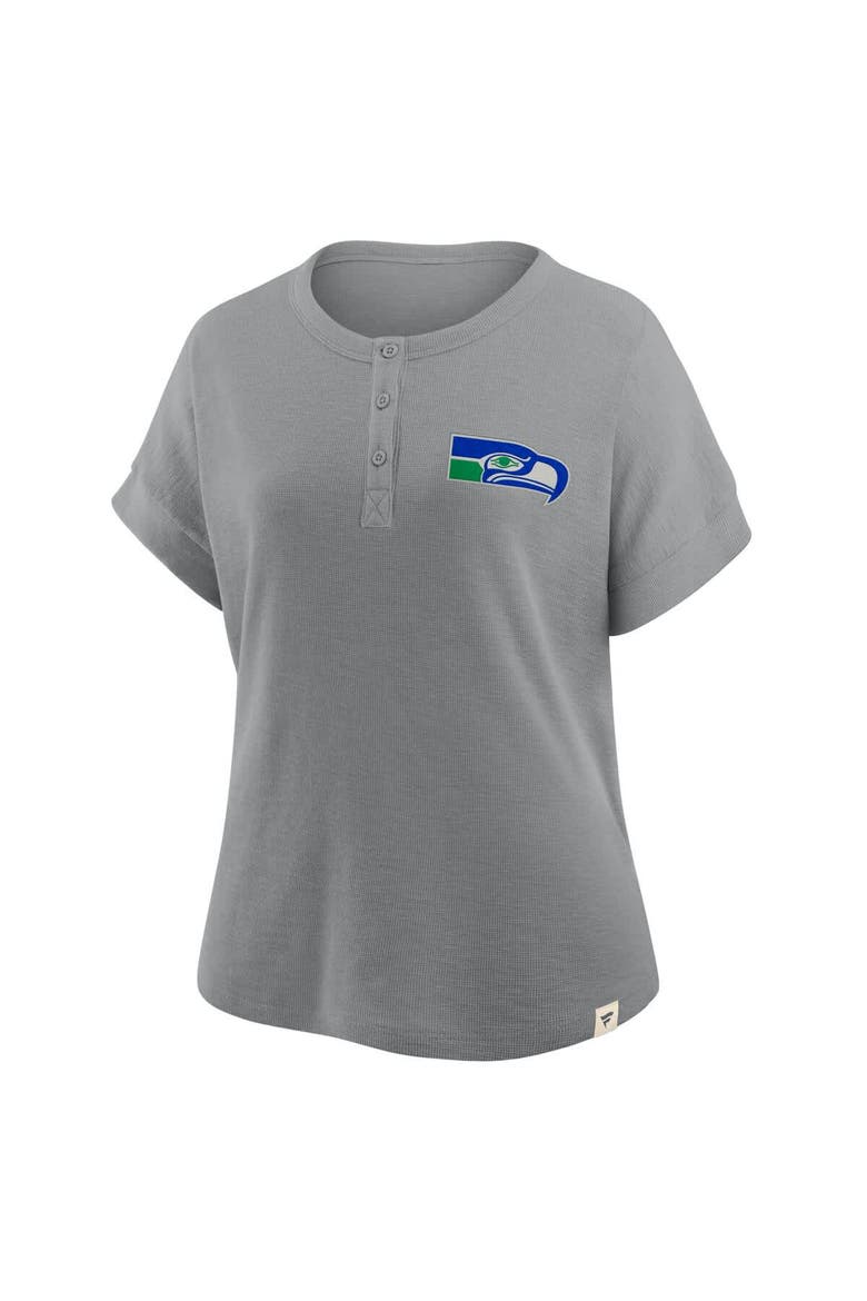 Women's Fanatics Heather Gray Seattle Seahawks Oversized Hometown Premium Henley Shirt, Alternate, color, Heather Gray