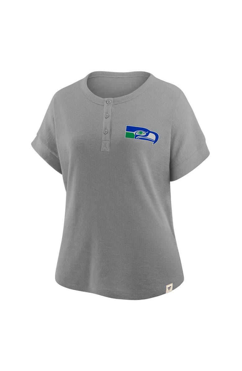 FANATICS Women's Fanatics Heather Gray Seattle Seahawks Oversized Hometown Premium Henley Shirt, Alternate, color, Heather Gray