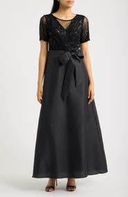 Pisarro Nights Beaded Tie Waist Gown