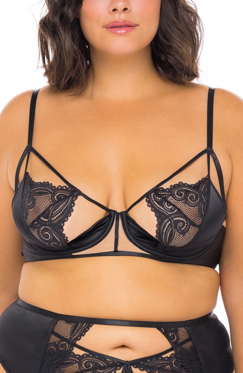 Oh La La Cheri Art Deco Underwire Bra, Thong & Garter Belt Set, Main, color, 