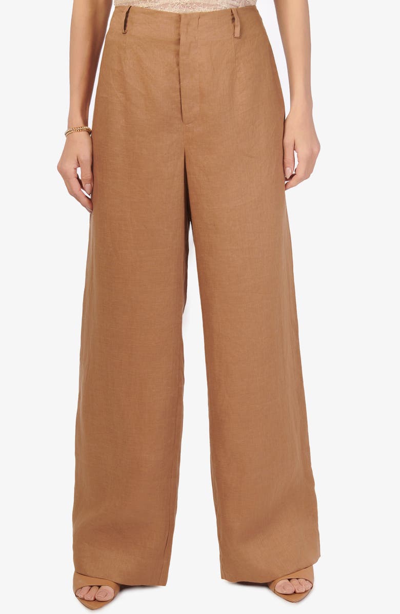 CAMI NYC Iracemi High Waist Linen Flare Pants, Main, color,