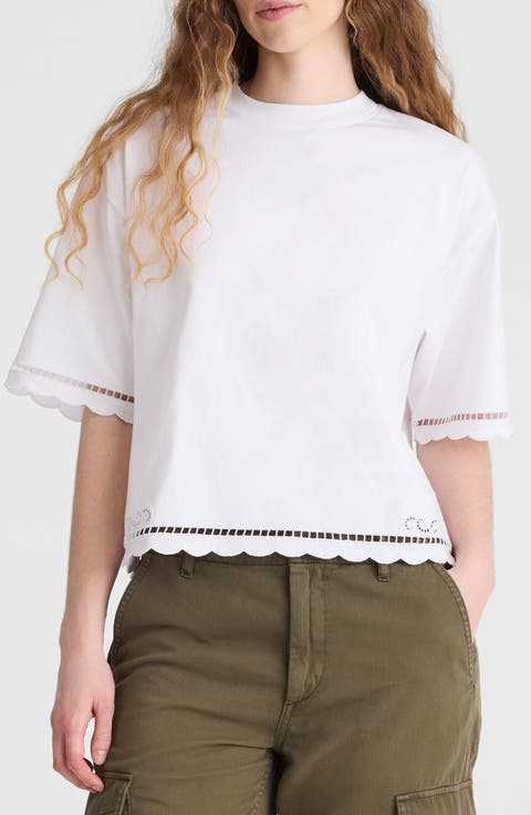 Allday Embroidered Boxy Crop T-Shirt