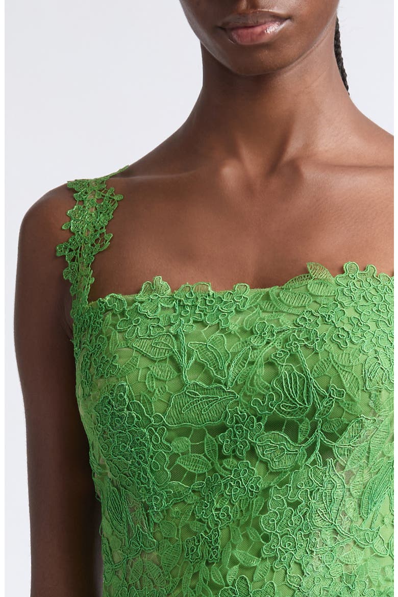 Hydrangea Lace Cocktail Dress, Alternate, color, LAWN GREEN