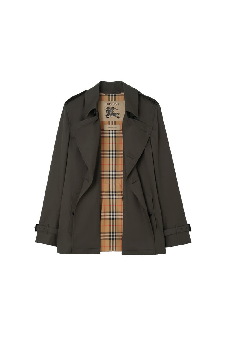Extra-short Tropical Gabardine Kensington Trench Coat, Alternate, color, Graphite grey