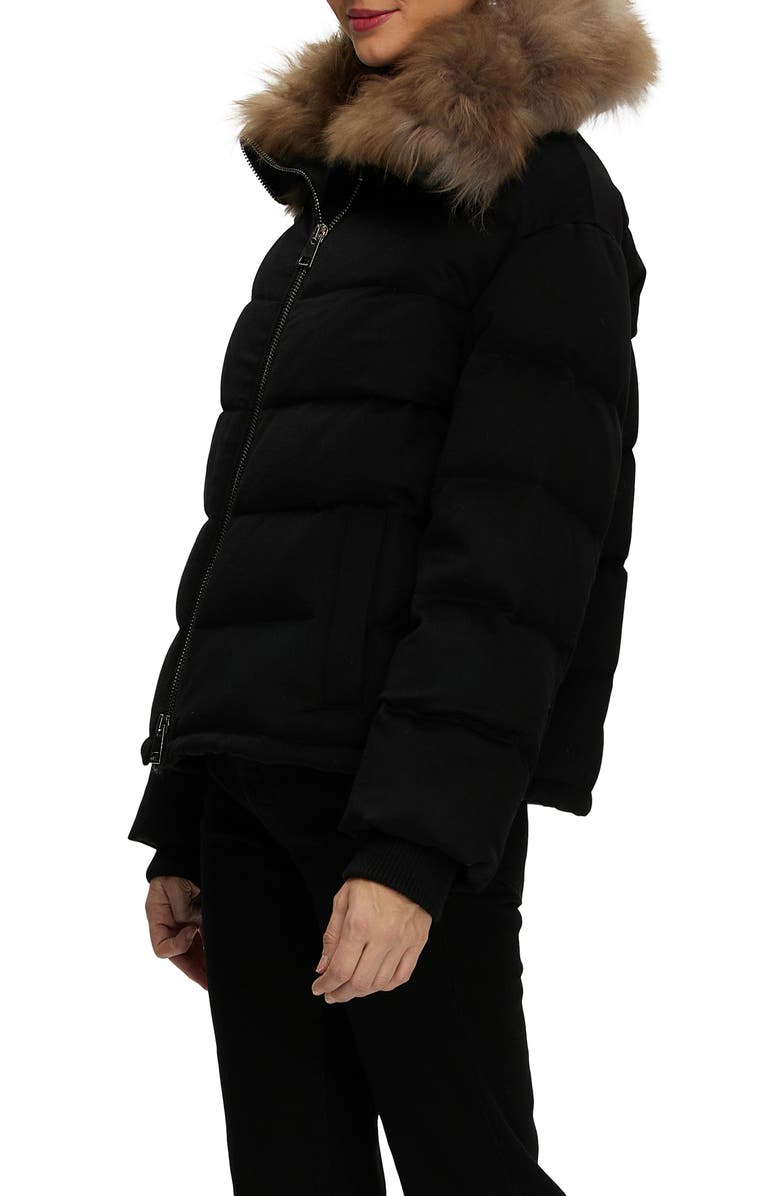 GORSKI Cashmere Down Jacket with Genuine Shearling Collar, Alternate, color, Black/Light Brown