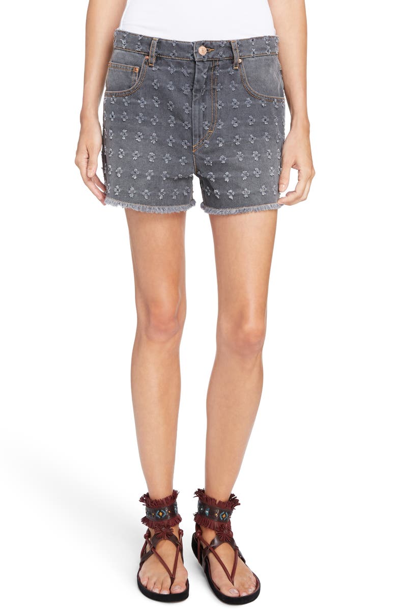 Isabel Marant Étoile Ripped Denim Shorts, Main, color, 