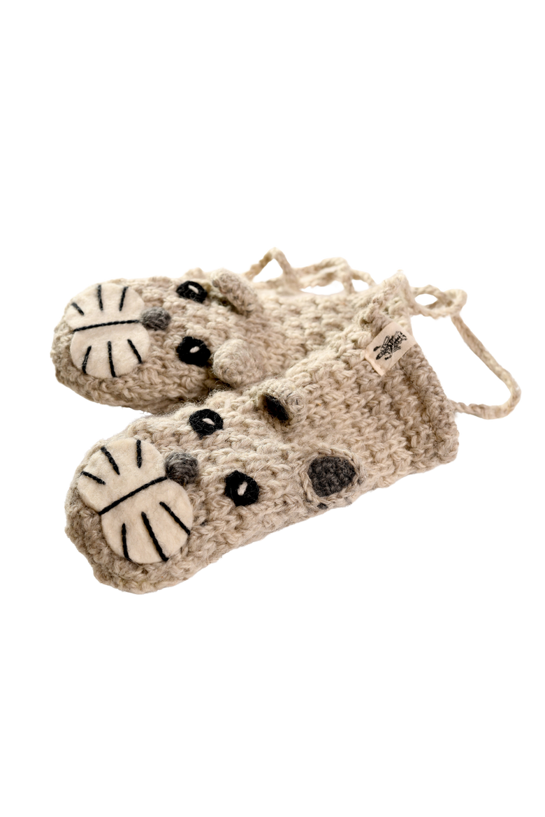 Crochet Shmil the Cat Mittens, Alternate, color, White