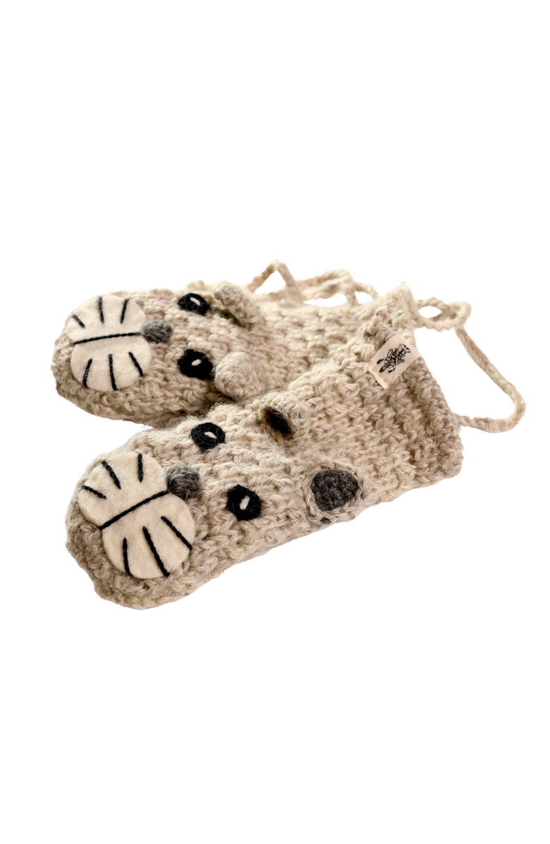 Nirvanna Designs Crochet Shmil the Cat Mittens, Alternate, color, White