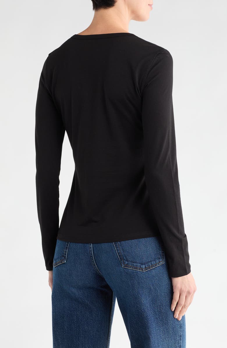 Theory Junia Long Sleeve Pima Cotton T-Shirt, Alternate, color, Black