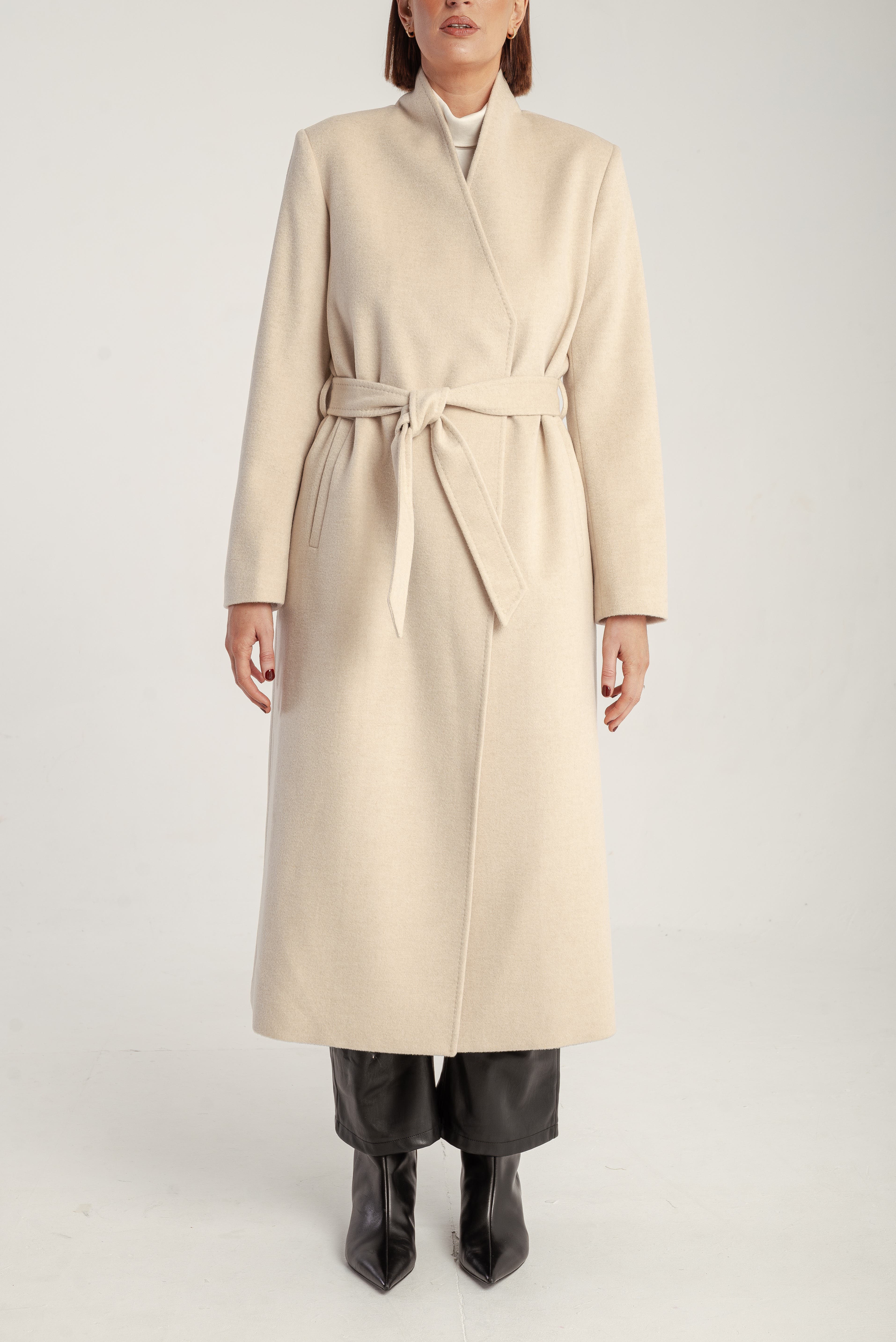 Cashmere Belted Long Coat - image 3