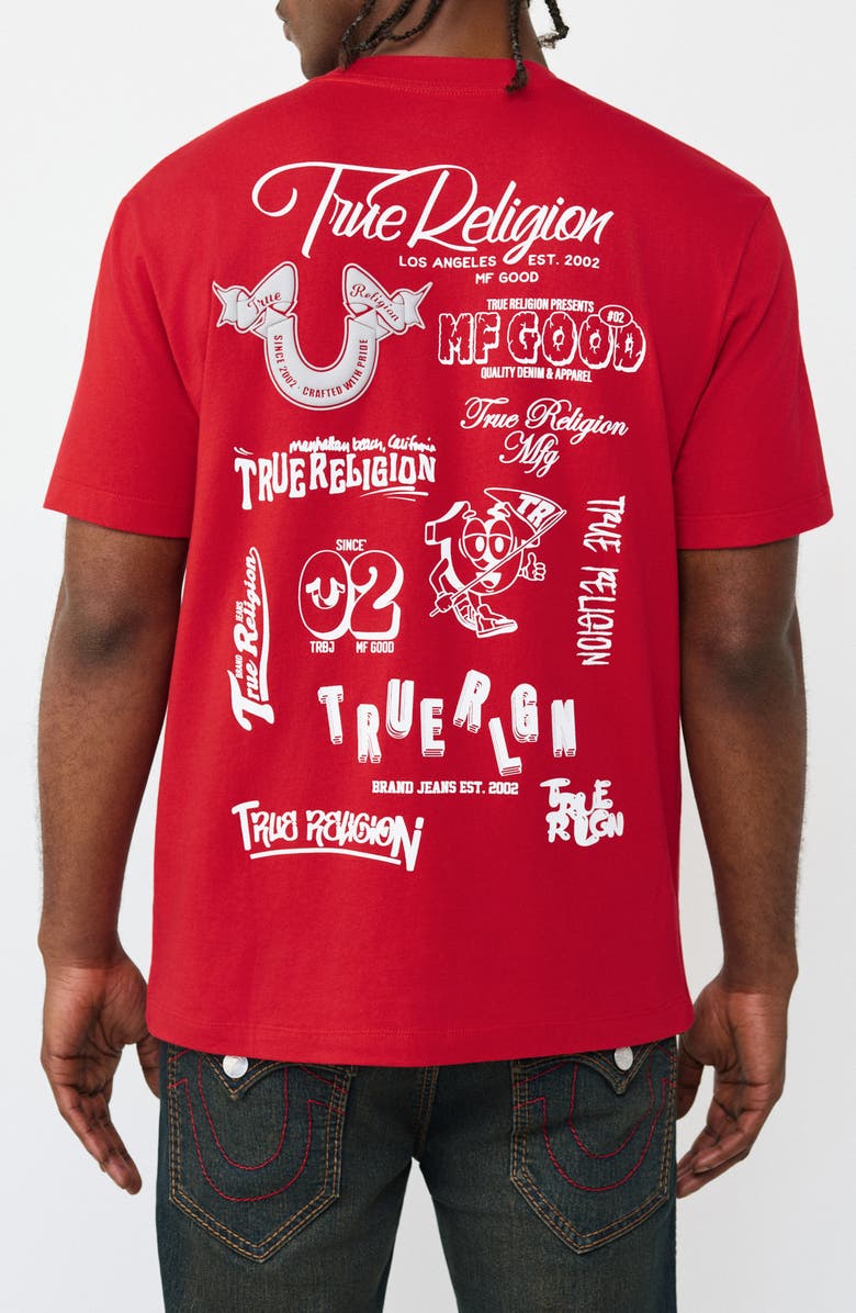 True Religion Ribbon Sketch Logo Graphic T-Shirt, Alternate, color, Trv Red
